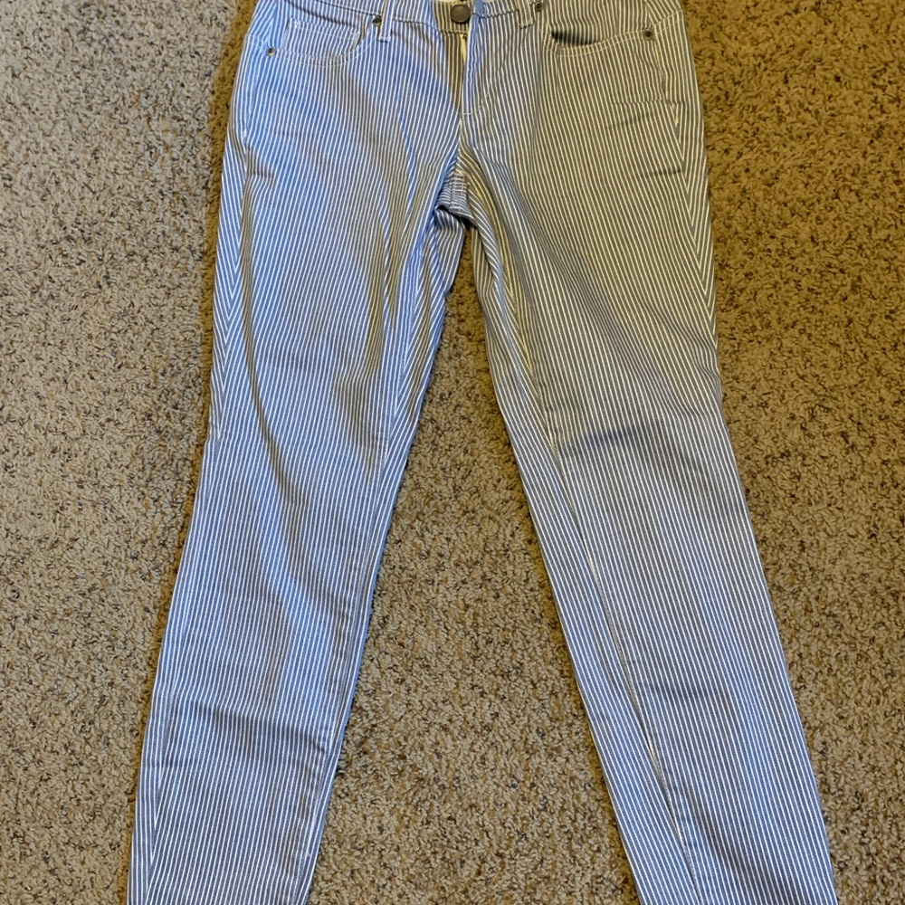 light pale denim with off white stripe